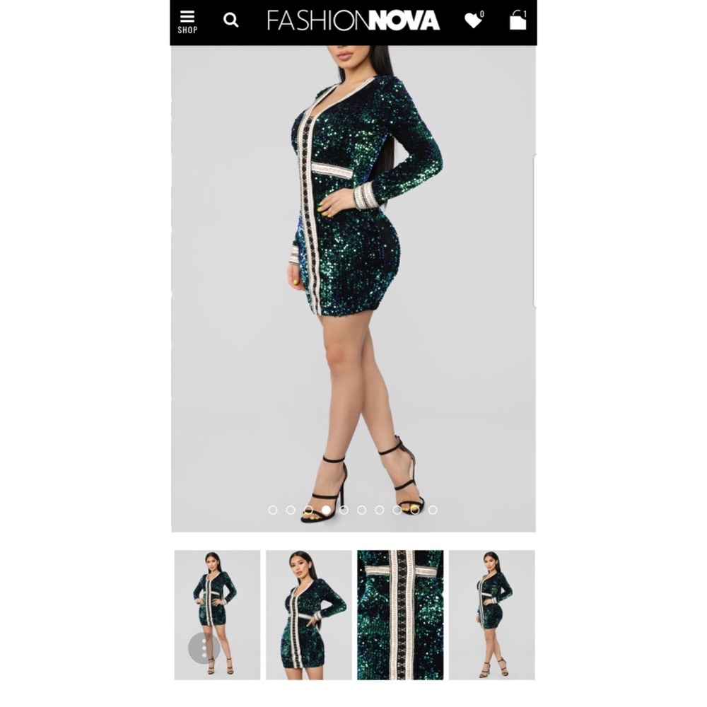 Sequins long sleeve mini dress